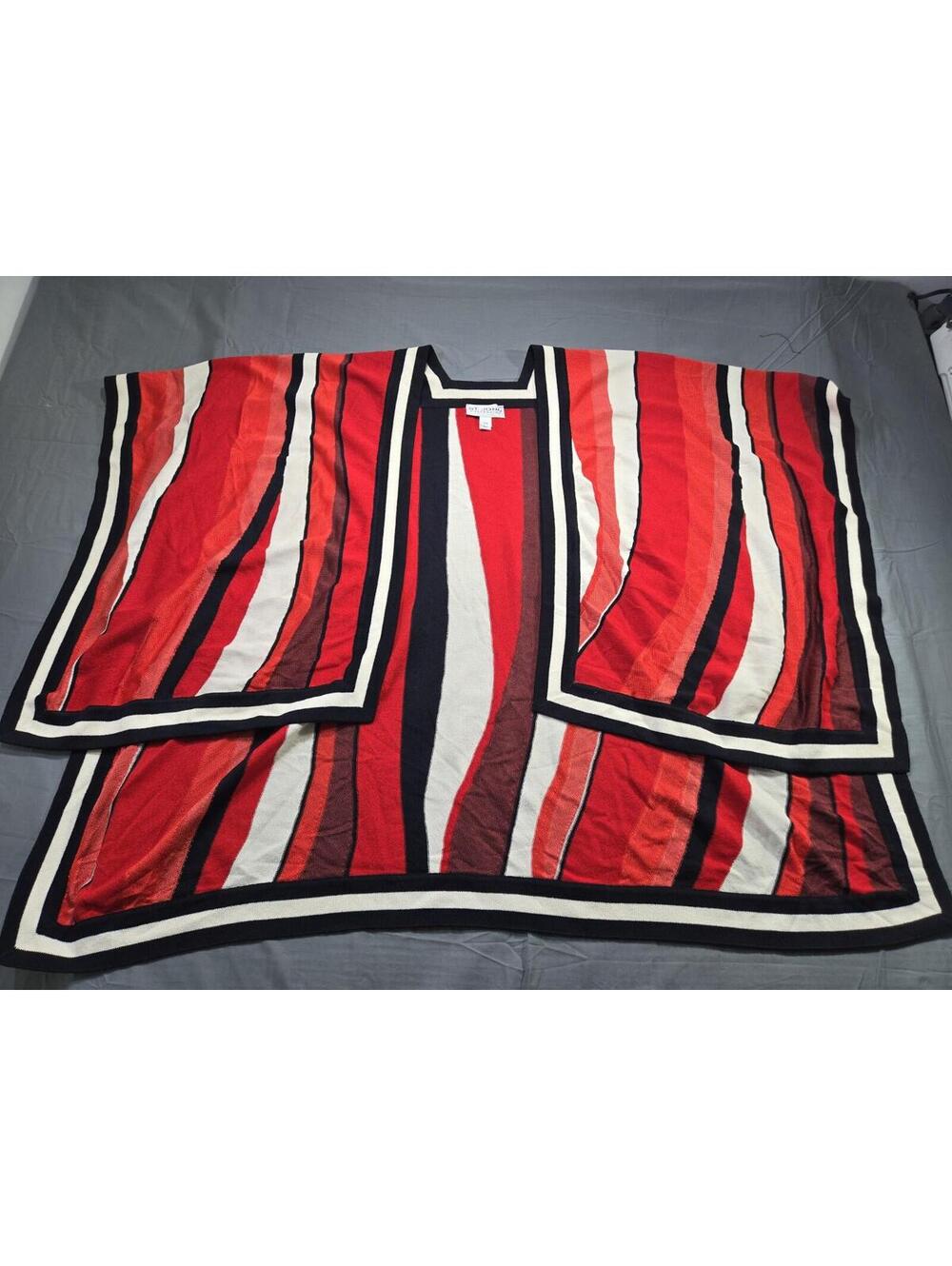 St John Collection Cape Poncho Womens PS Red Santana Knit Vintage USA Made Flaw1